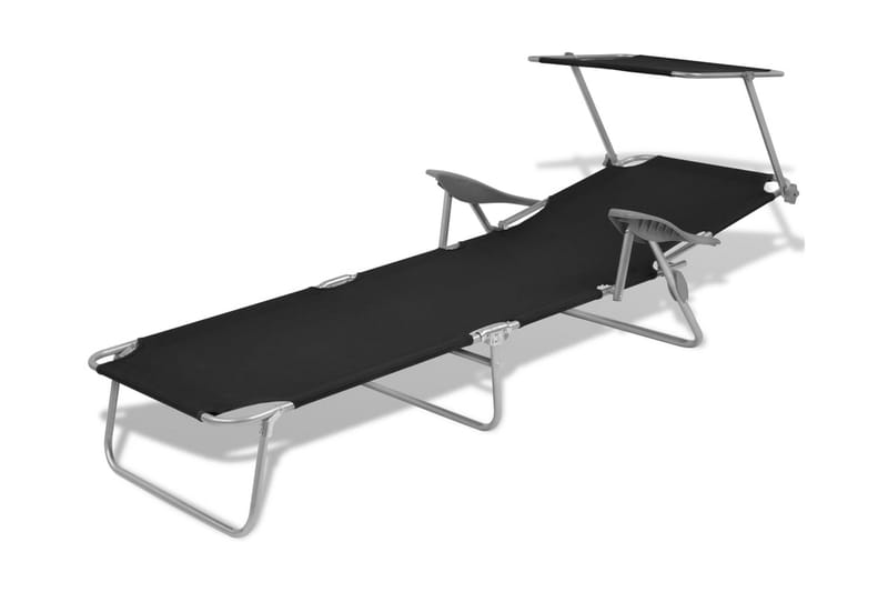 Solsäng med tak stål svart - Svart - Solsäng & solvagn