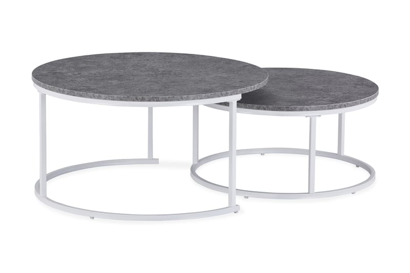 Satsbord Thyra 90 cm Runt 2 Bord - Grå - Satsbord - Soffbord