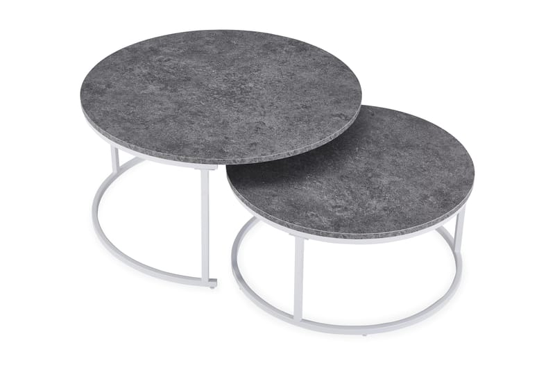 Satsbord Thyra 90 cm Runt 2 Bord - Grå - Satsbord - Soffbord