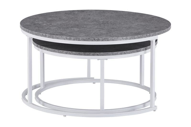 Satsbord Thyra 90 cm Runt 2 Bord - Grå - Satsbord - Soffbord