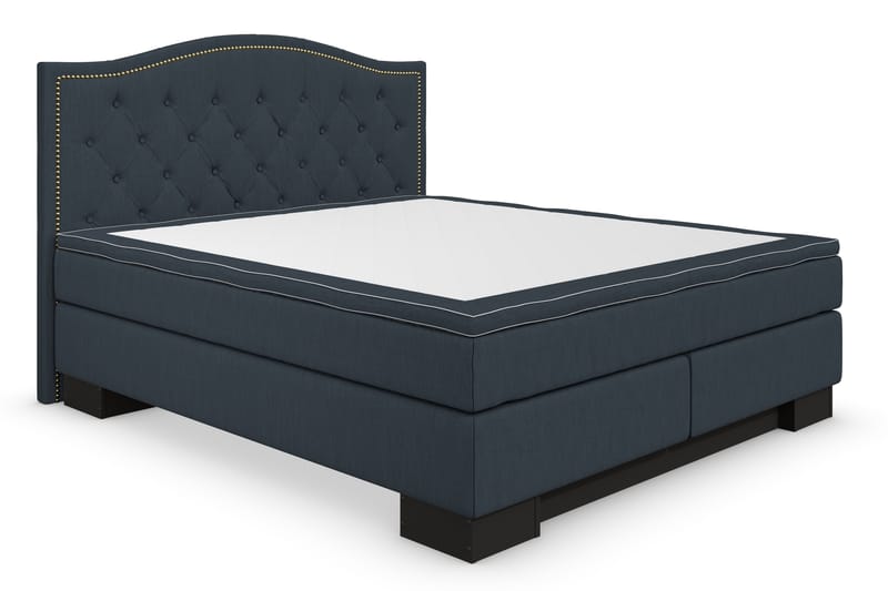 Komplett Sängpaket Romance Lyx 180x210 Cesaro Sänggavel Topp - Mörkblå - Kontinentalsäng - Dubbelsäng - Komplett sängpaket