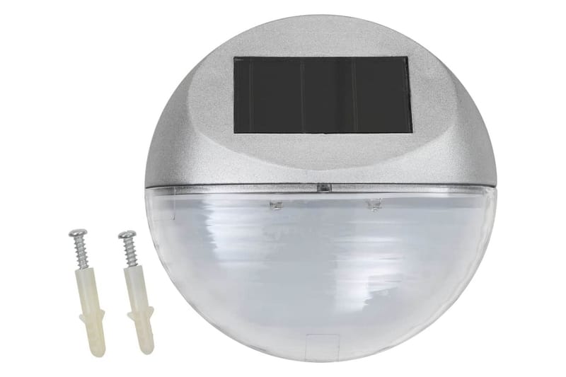 Sollampa vägg LED set 12 st rund silver - be Basic - Trädgårdsbelysning - Solcellsbelysning