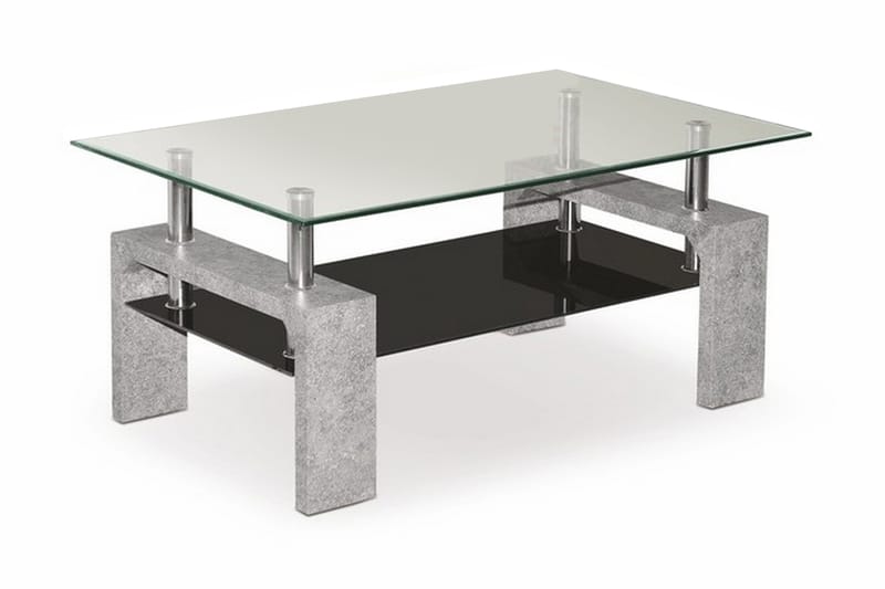 Soffbord Demitranila 100 cm med Förvaring Hylla - Glas/Svart/Grå - Soffbord