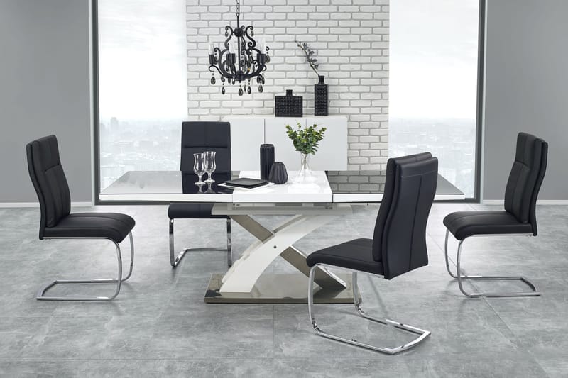 Matbord Marcil Förlängningsbart 160 cm - Svart|Vit - Matbord & köksbord