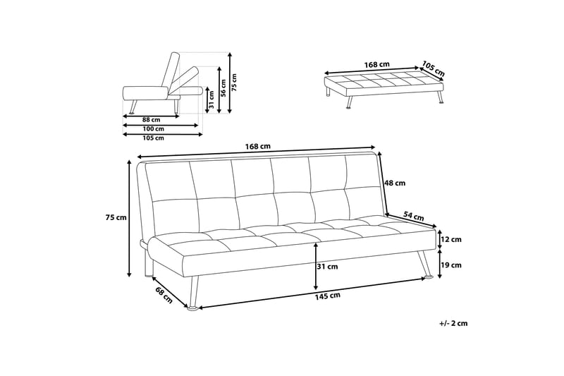 Bäddsoffa Hasle 168 cm - Svart - Möbler - Soffa - Bäddsoffa - Bäddsoffa längsbäddad