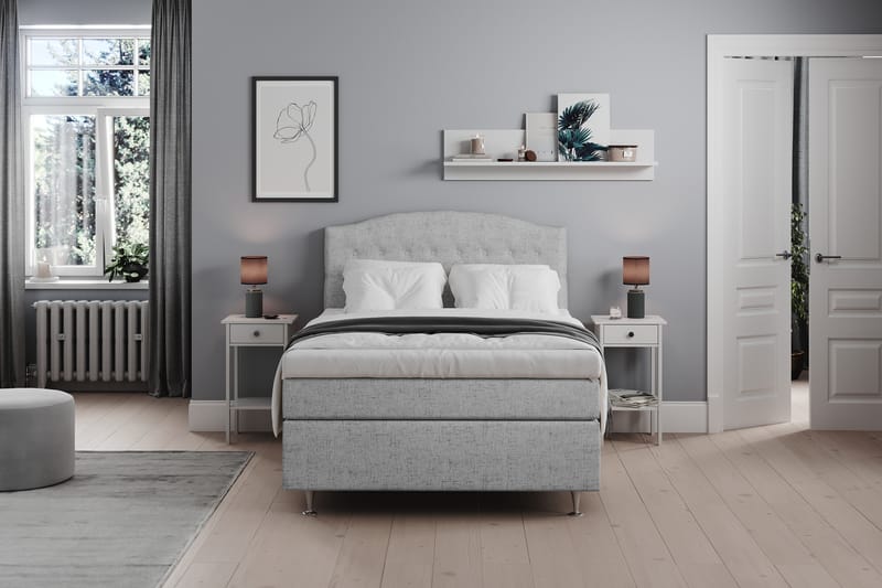 Sängpaket Abelie 140x200 Medium - Ljusgrå - Kontinentalsäng - Komplett sängpaket