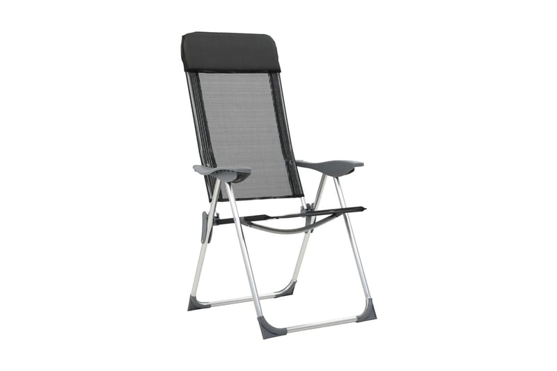 Hopfällbara campingstolar 2 st aluminium svart - Svart - Brassestol & campingstol - Strandstol - Balkongstol