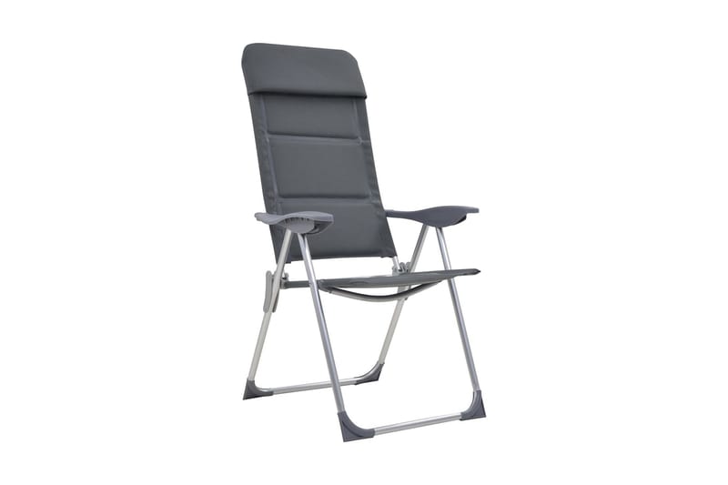 Campingstolar 2 st grå 58x69x111 cm aluminium - Grå - Brassestol & campingstol - Strandstol - Balkongstol