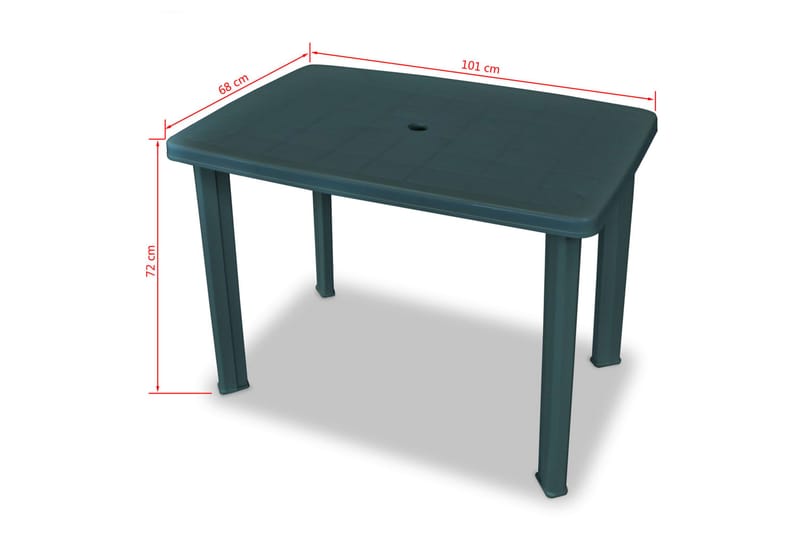 Trädgårdsbord grön 101x68x72 cm plast - Grön - Matbord utomhus