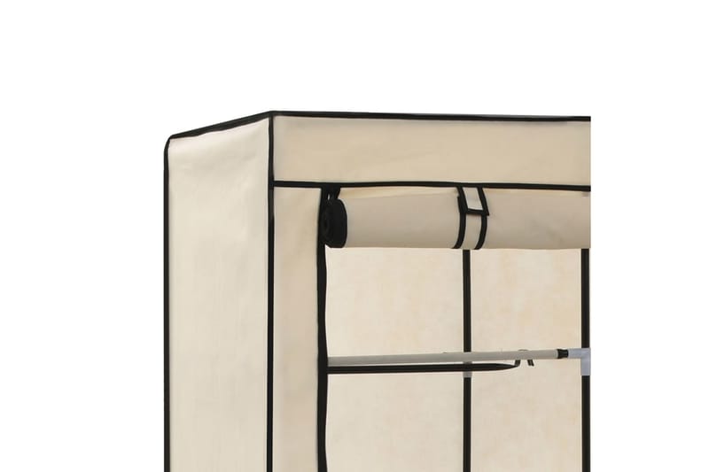 Garderob med fack och stänger gräddvit 150x45x175 cm tyg - Vit - Garderober & garderobssystem