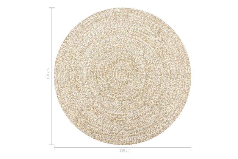 Handgjord jutematta vit och naturlig 150 cm - Vit - Jutematta & hampamatta - Sisalmatta