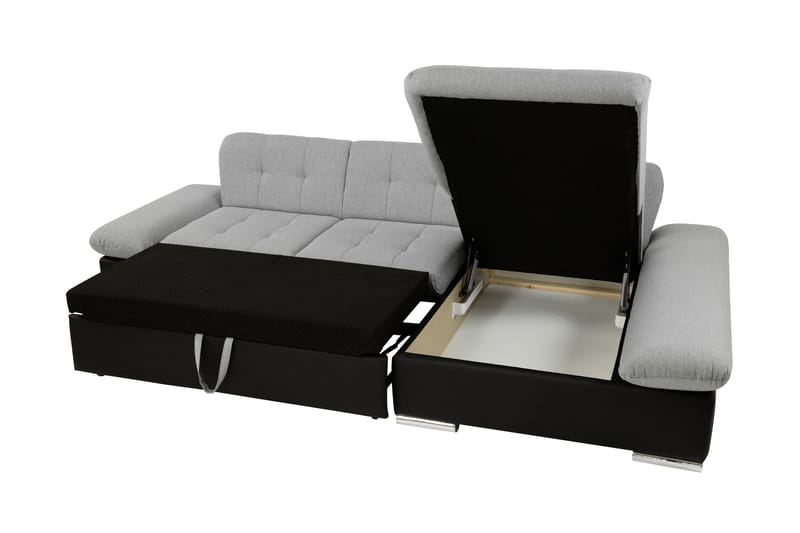 Djerra Bäddsoffa med Schäslong 3-sits i Sammet - Mörkgrå/Ljusgrå - Möbler - Soffa - Sammetssoffa