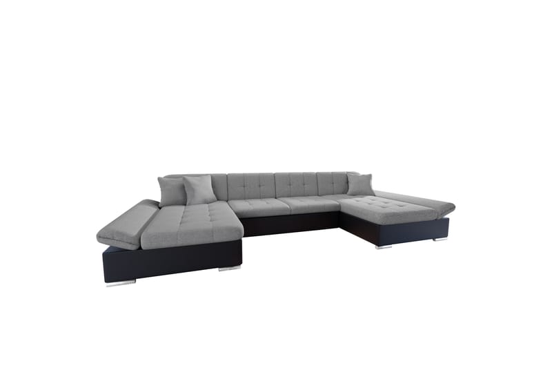 Dewitt Bäddsoffa Dubbelschäslong 4-sits i Konstläder - Svart/Grå - Möbler - Soffa - Skinnsoffa