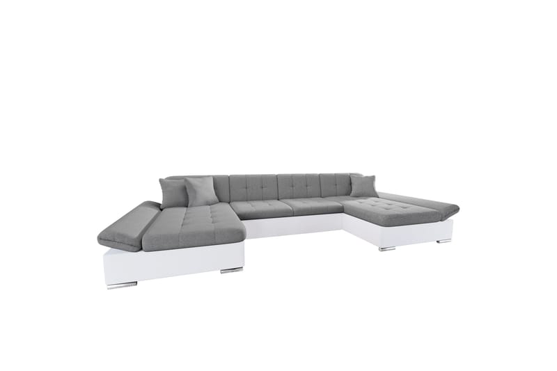Dewitt Bäddsoffa Dubbelschäslong 4-sits i Konstläder - Vit/Grå - Möbler - Soffa - Skinnsoffa
