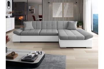 Djerra Bäddsoffa med Schäslong 3-sits i Konstläder - Vit/Grå - Möbler - Soffa - Skinnsoffa