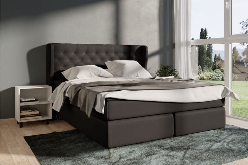 Komplett Sängpaket Choice No 4 140x200 Fast - Mörkgrå|Metall V-form - Kontinentalsäng - Komplett sängpaket