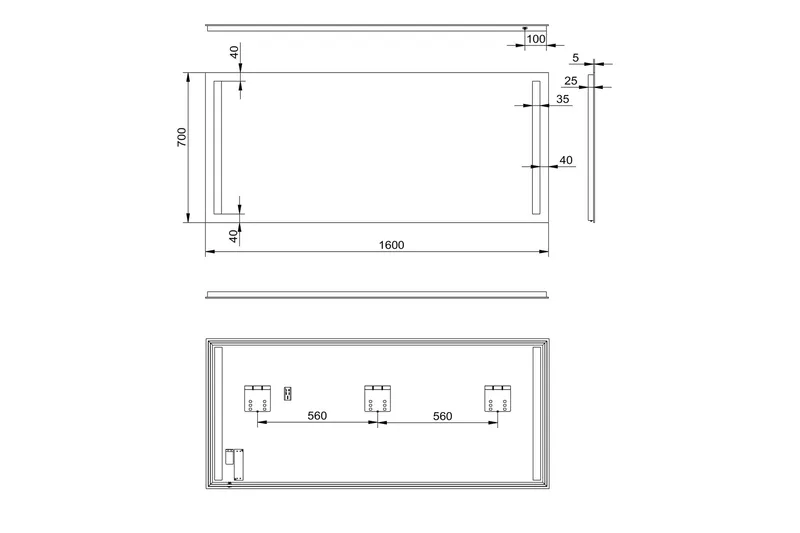 Allejaure Spegel 160x70 cm - Silver - Belysning - Badrumslampa & badrumsbelysning - Badrumsspegel med belysning