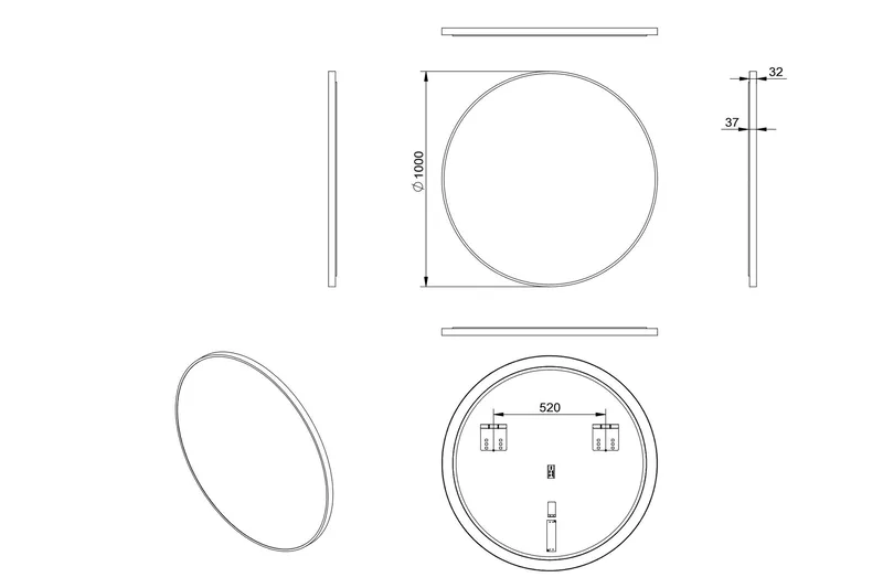 Kilir Spegel 100 cm Rund - Svart - Belysning - Badrumslampa & badrumsbelysning - Badrumsspegel med belysning