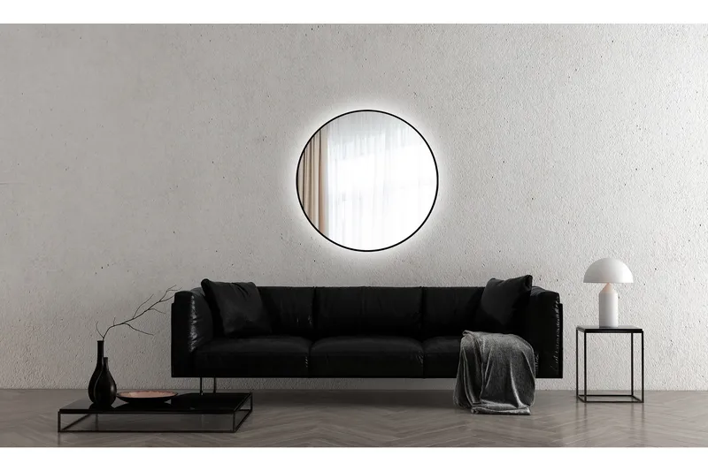 Kilir Spegel 100 cm Rund - Svart - Belysning - Badrumslampa & badrumsbelysning - Badrumsspegel med belysning