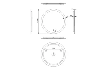 Klysna Spegel 59 cm Rund - Silver - Belysning - Badrumslampa & badrumsbelysning - Badrumsspegel med belysning