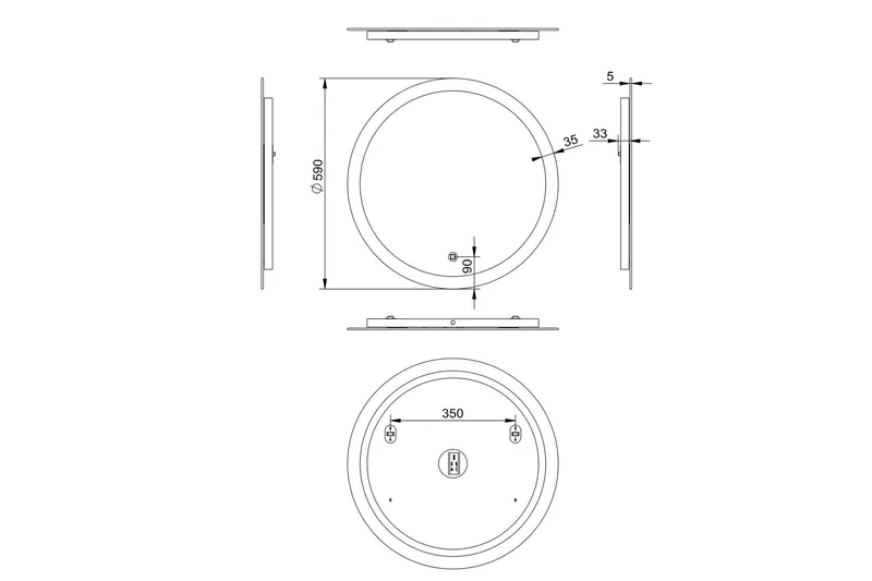 Klysna Spegel 59 cm Rund - Silver - Belysning - Badrumslampa & badrumsbelysning - Badrumsspegel med belysning