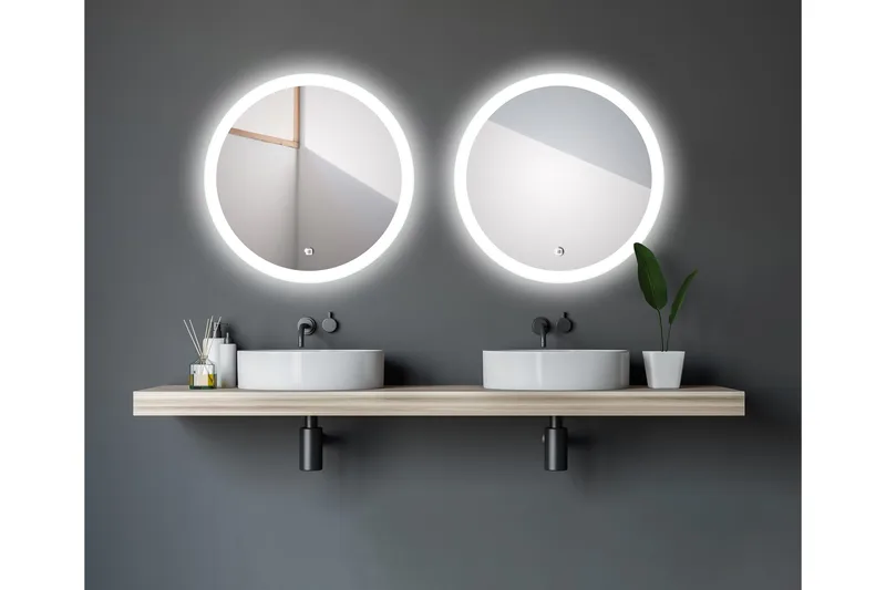 Klysna Spegel 59 cm Rund - Silver - Belysning - Badrumslampa & badrumsbelysning - Badrumsspegel med belysning