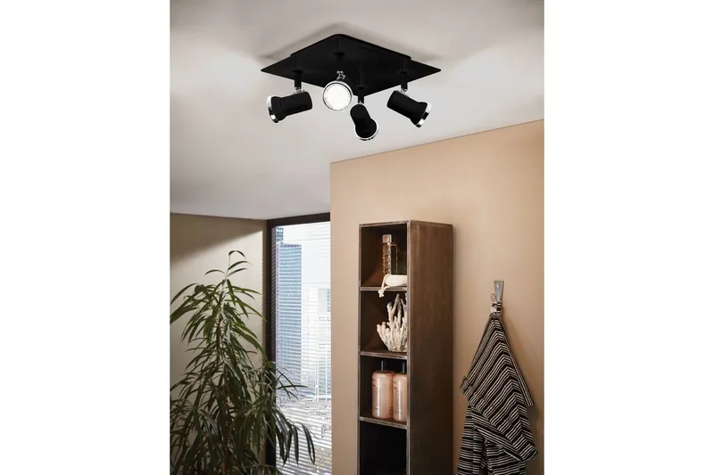 Spotlight Eglo Tamara 1 Kvadrat Svart, Krom Klar - Svart/Krom - Belysning - Badrumslampa & badrumsbelysning - Badrumslampa tak & badsrumsbelysning tak