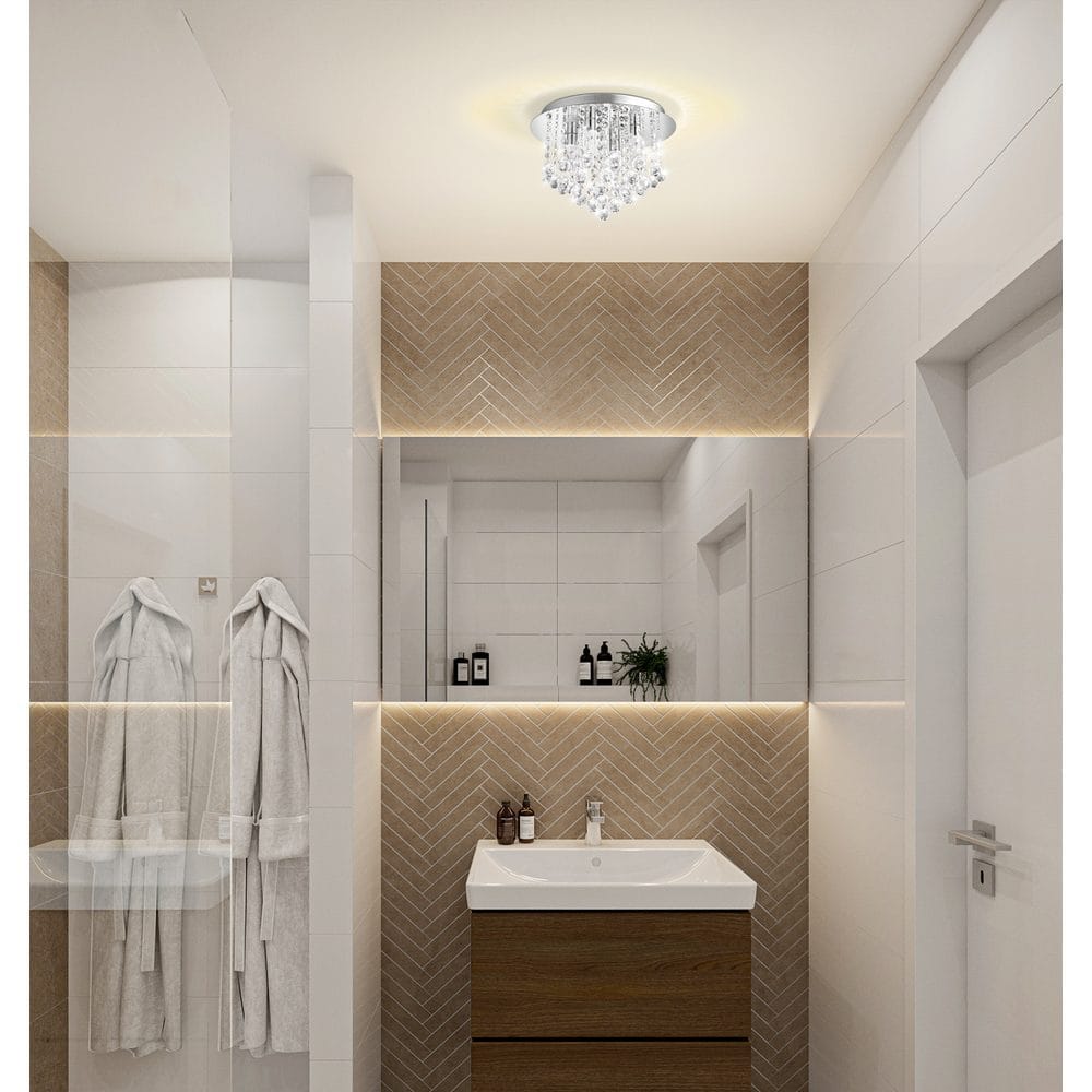 Alternativ bild 1 för EGLO Almonte, Glödlampan/-lamporna kan inte bytas ut, 3000 K, 360 LM, IP44, Krom, Transparent