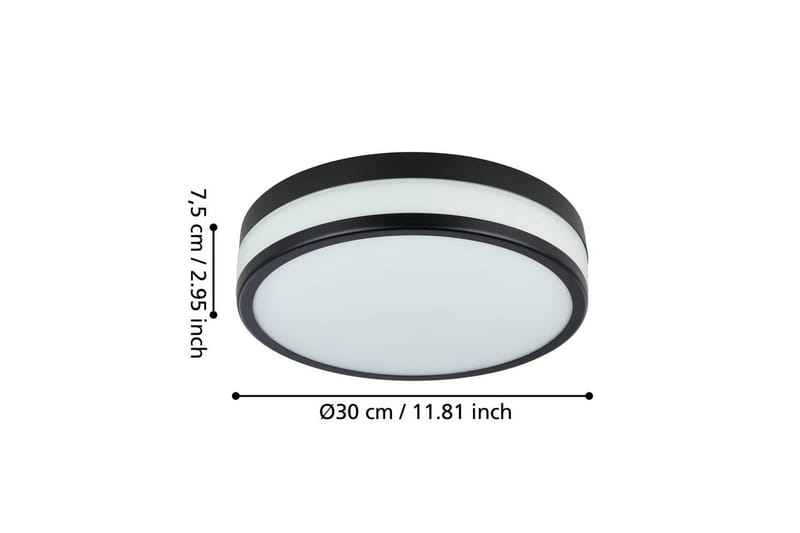Vägg-/Taklampa Eglo Led Palermo 295 mm, Svart/Vit - Vit/Svart - Belysning - Badrumslampa & badrumsbelysning - Badrumslampa tak & badsrumsbelysning tak