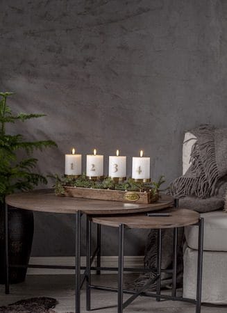 Flamme Advent LED Blockljus 4-pack 7.5 cm - vit med guldsiffror - Belysning - Dekorationsbelysning - Dekorationsbelysning inomhus - Batteridrivna ljus