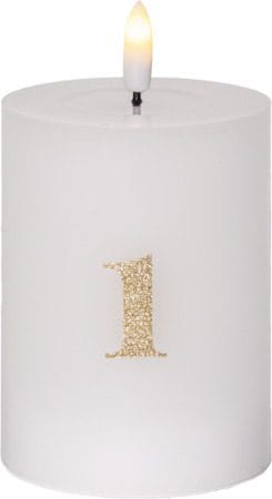 Flamme Advent LED Blockljus 4-pack 7.5 cm, vit med guldsiffror