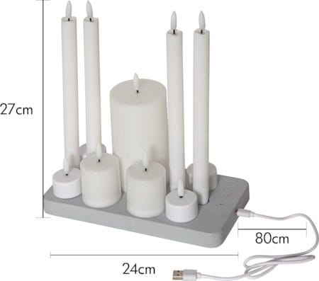 Flamme Charge LED Ljus 24 cm - vit - Belysning - Dekorationsbelysning - Dekorationsbelysning inomhus - Batteridrivna ljus