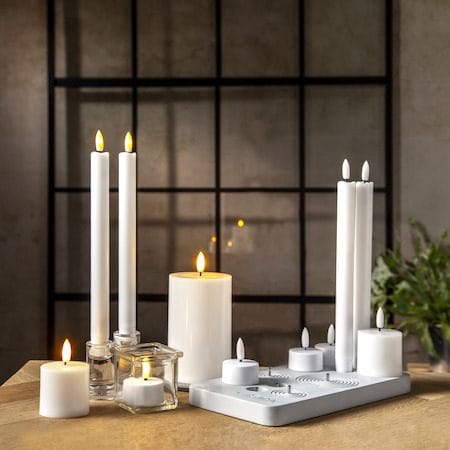 Flamme Charge LED Ljus 24 cm - vit - Belysning - Dekorationsbelysning - Dekorationsbelysning inomhus - Batteridrivna ljus