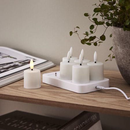 Flamme Charge LED Ljus 6-pack 14 cm - vit - Belysning - Dekorationsbelysning - Dekorationsbelysning inomhus - Batteridrivna ljus