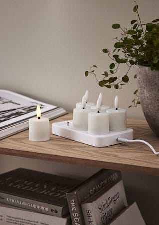 Flamme Charge LED Ljus 6-pack 14 cm - vit - Belysning - Dekorationsbelysning - Dekorationsbelysning inomhus - Batteridrivna ljus