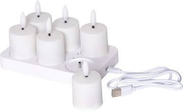 Flamme Charge LED Ljus 6-pack 14 cm - vit - Belysning - Dekorationsbelysning - Dekorationsbelysning inomhus - Batteridrivna ljus