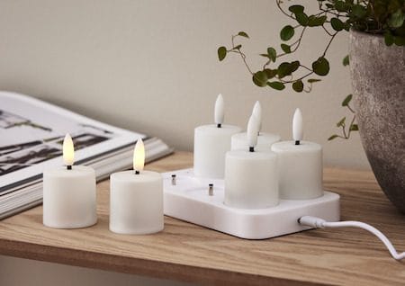 Flamme Charge LED Ljus 6-pack 14 cm - vit - Belysning - Dekorationsbelysning - Dekorationsbelysning inomhus - Batteridrivna ljus