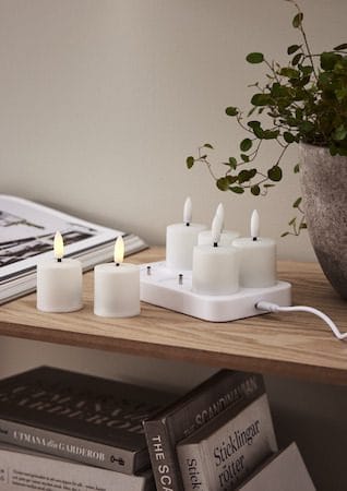 Flamme Charge LED Ljus 6-pack 14 cm - vit - Belysning - Dekorationsbelysning - Dekorationsbelysning inomhus - Batteridrivna ljus