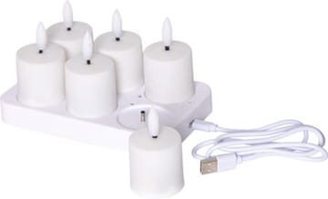 Flamme Charge LED Ljus 6-pack 14 cm - vit - Belysning - Dekorationsbelysning - Dekorationsbelysning inomhus - Batteridrivna ljus
