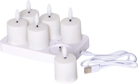 Flamme Charge LED Ljus 6-pack 14 cm - vit - Belysning - Dekorationsbelysning - Dekorationsbelysning inomhus - Batteridrivna ljus