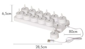 Flamme Charge LED Värmeljus 12-pack - vit - Belysning - Dekorationsbelysning - Dekorationsbelysning inomhus - Batteridrivna ljus