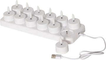 Flamme Charge LED Värmeljus 12-pack - vit - Belysning - Dekorationsbelysning - Dekorationsbelysning inomhus - Batteridrivna ljus