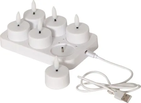 Flamme Charge LED Värmeljus 6-pack, vit