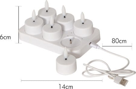 Flamme Charge LED Värmeljus 6-pack - vit - Belysning - Dekorationsbelysning - Dekorationsbelysning inomhus - Batteridrivna ljus