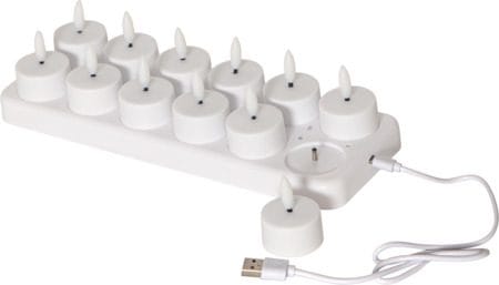 Flamme Charge LED Värmeljus 12-pack - vit