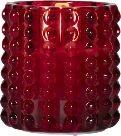 Flamme Dotty LED Ljus 9 cm, röd