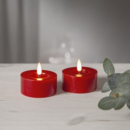 Flamme Flow LED Värmeljus 2-pack 7 cm - röd - Belysning - Dekorationsbelysning - Dekorationsbelysning inomhus - Batteridrivna ljus
