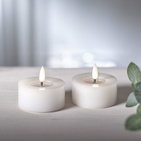 Flamme Flow LED Värmeljus 2-pack 7 cm - vit - Belysning - Dekorationsbelysning - Dekorationsbelysning inomhus - Batteridrivna ljus