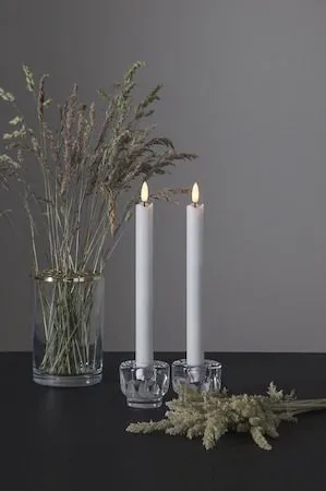 Flamme Rustic LED Antikljus 2-pack 25 cm, vit