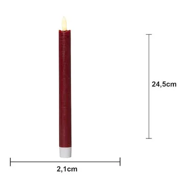 Flamme Rustic LED Antikljus 2-pack 24,5 cm - mörkröd - Belysning - Dekorationsbelysning - Dekorationsbelysning inomhus - Batteridrivna ljus